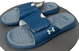 Under Armour Ignite 7 Graphic Blue Slides Sandals Womens Sz 10